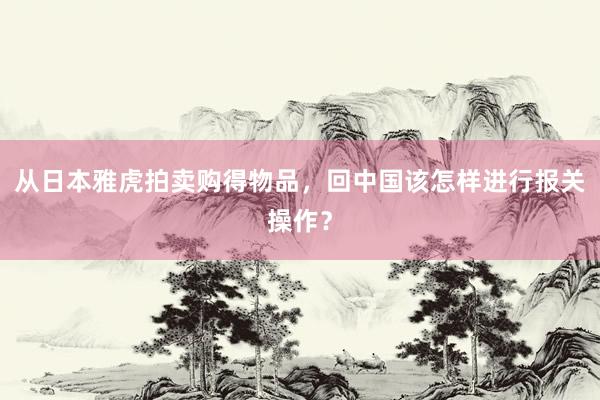 从日本雅虎拍卖购得物品，回中国该怎样进行报关操作？